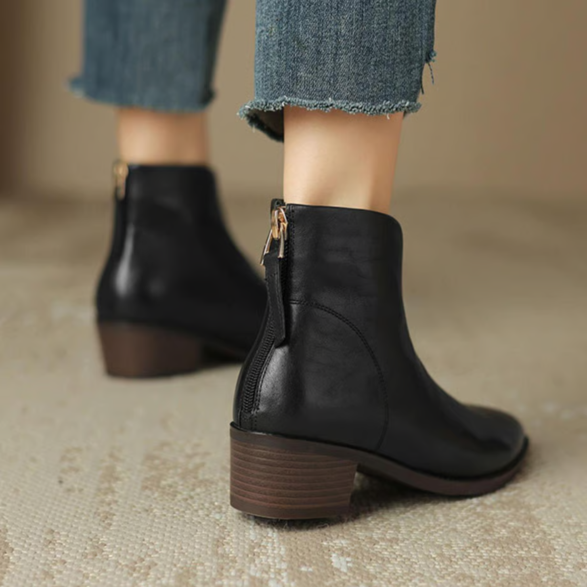 Carmelle – Low Heel Luxury Ankle Boots