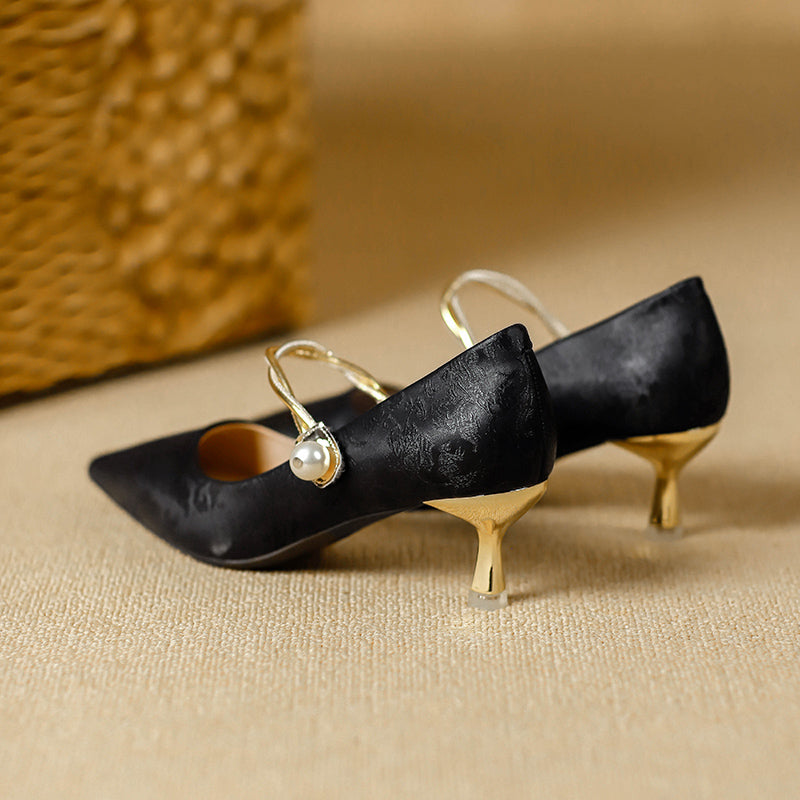 Karsyn - Vintage Pearl Kitten Heels