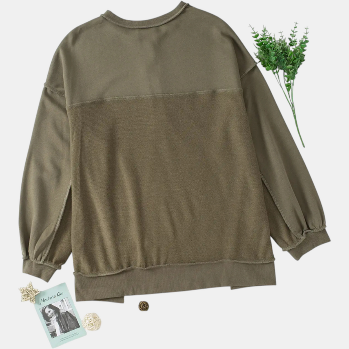 Women's Oversized Button Henley Sweatshirt with High Low Hem
