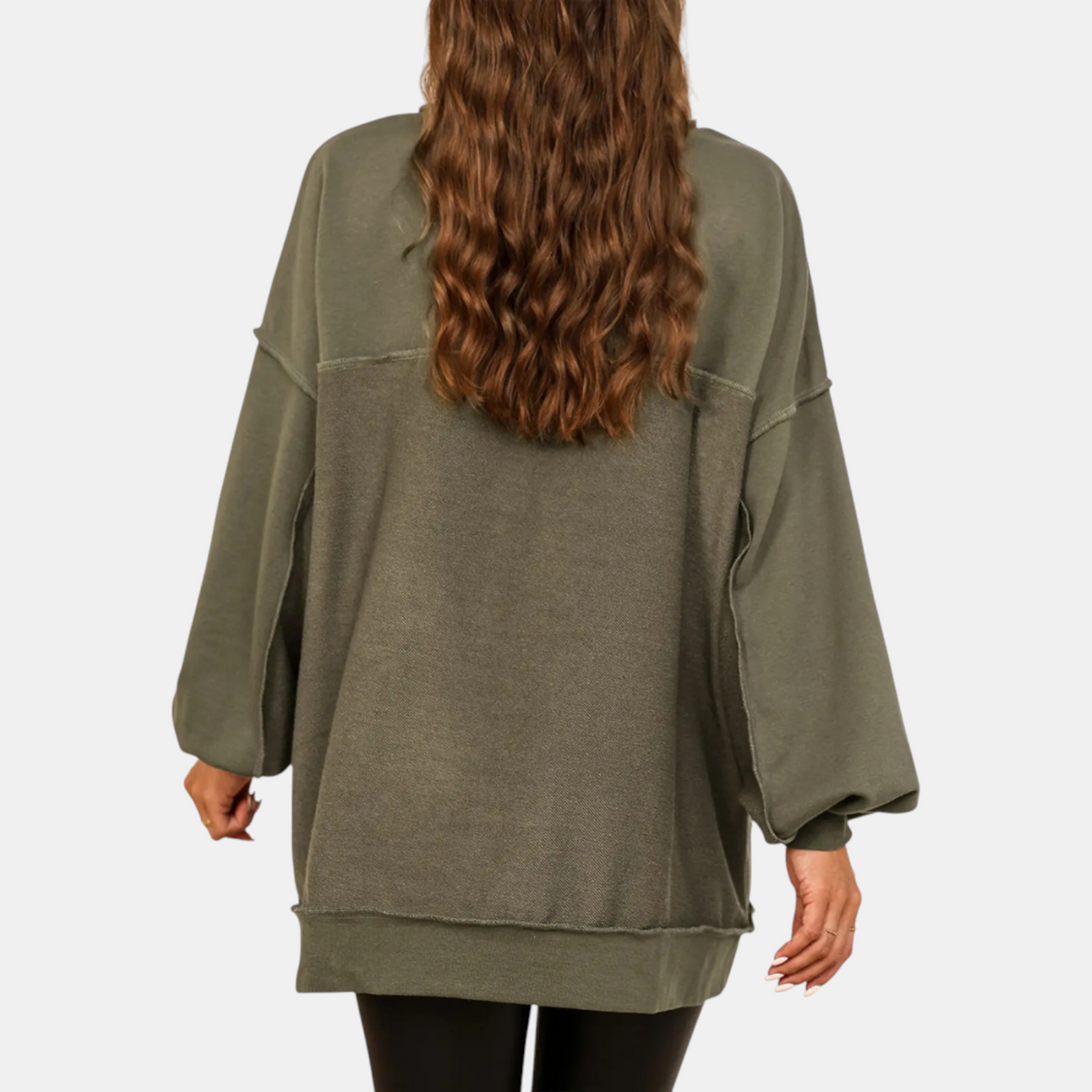 Women's Oversized Button Henley Sweatshirt with High Low Hem