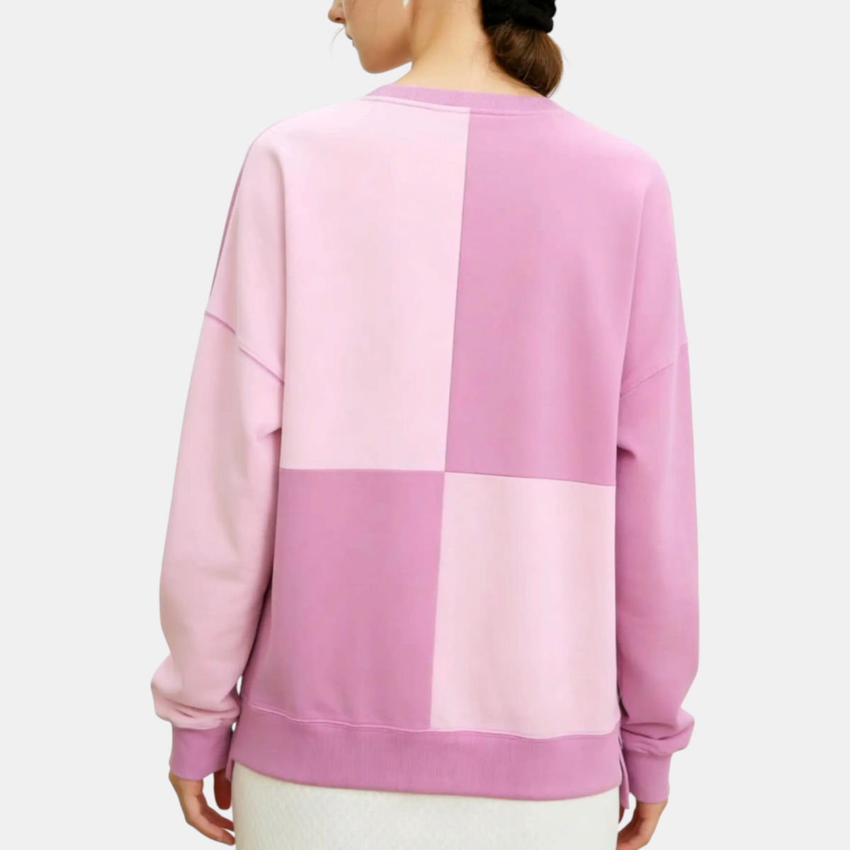 Women's Oversized Half Button Placket Colour Block Sweatshirt