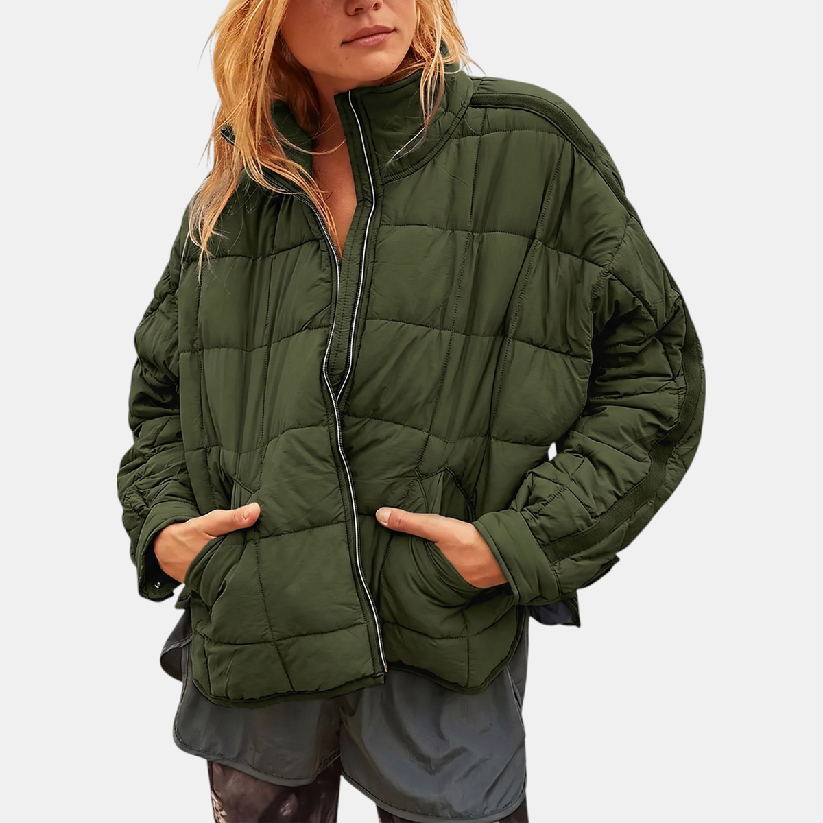 Women's Quilted Puffer Jacket Lightweight Zip Up Padded Coat