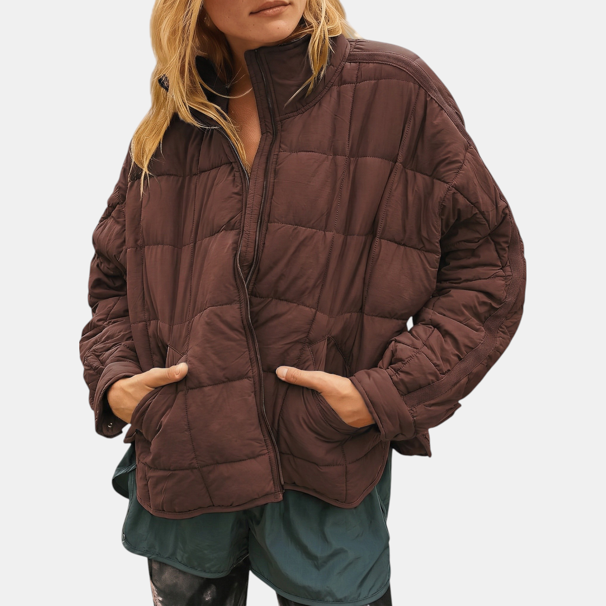 Women's Quilted Puffer Jacket Lightweight Zip Up Padded Coat