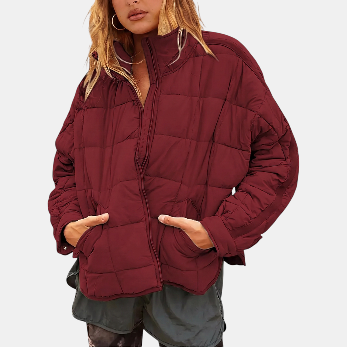 Women's Quilted Puffer Jacket Lightweight Zip Up Padded Coat