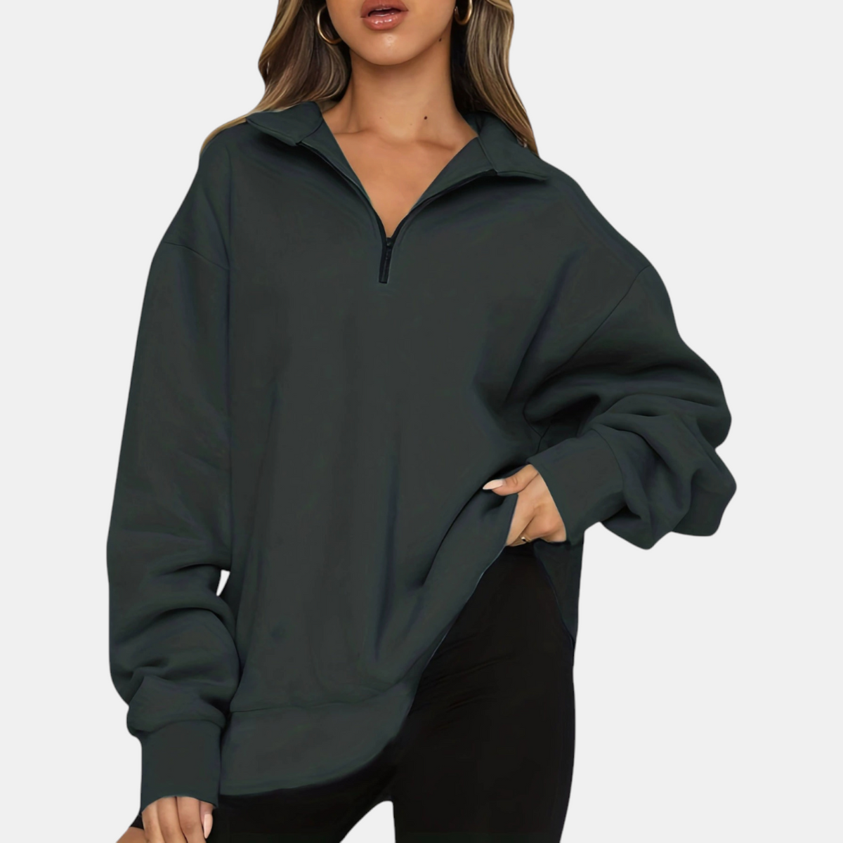 Women's Half Zip Oversized Hoodie Pullover Sweatshirt