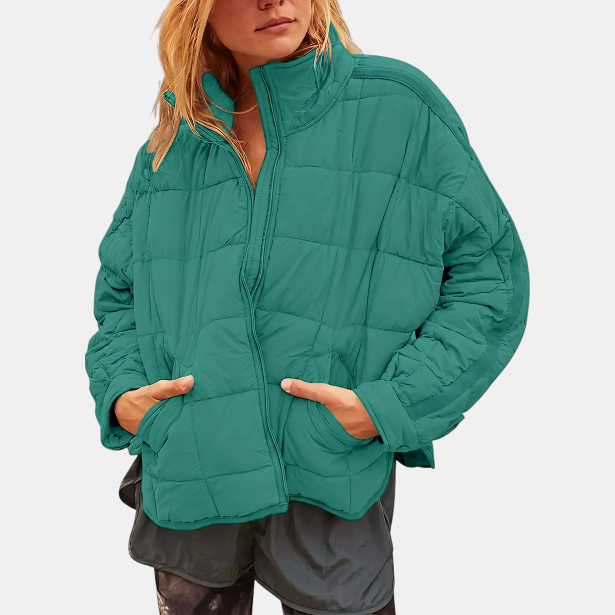 Women's Quilted Puffer Jacket Lightweight Zip Up Padded Coat