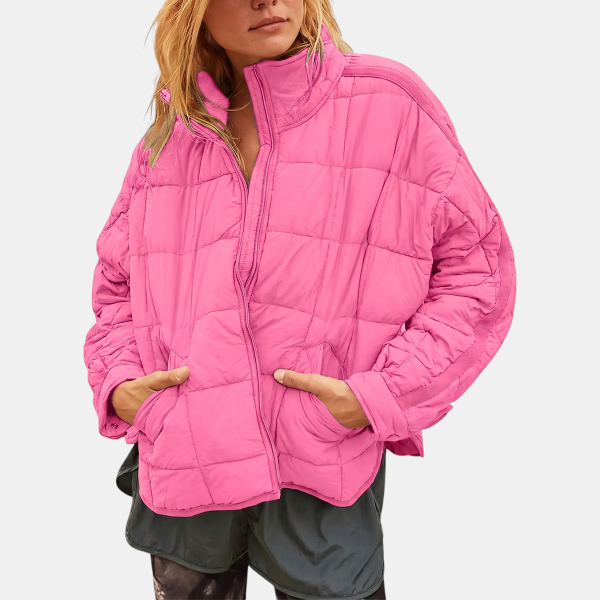 Women's Quilted Puffer Jacket Lightweight Zip Up Padded Coat