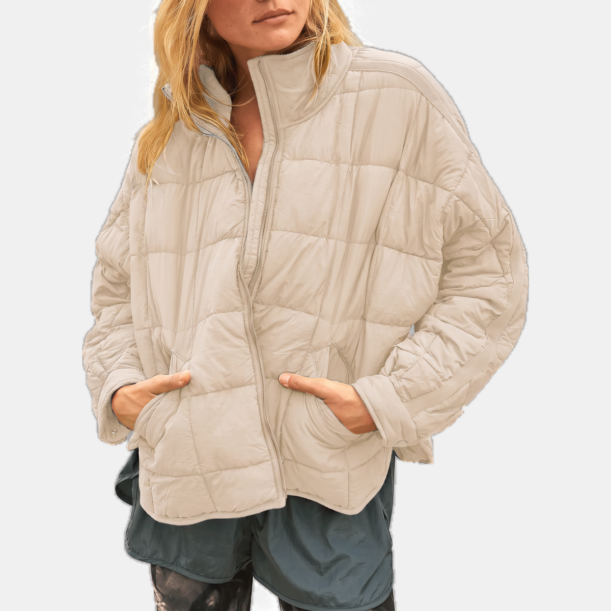 Women's Quilted Puffer Jacket Lightweight Zip Up Padded Coat