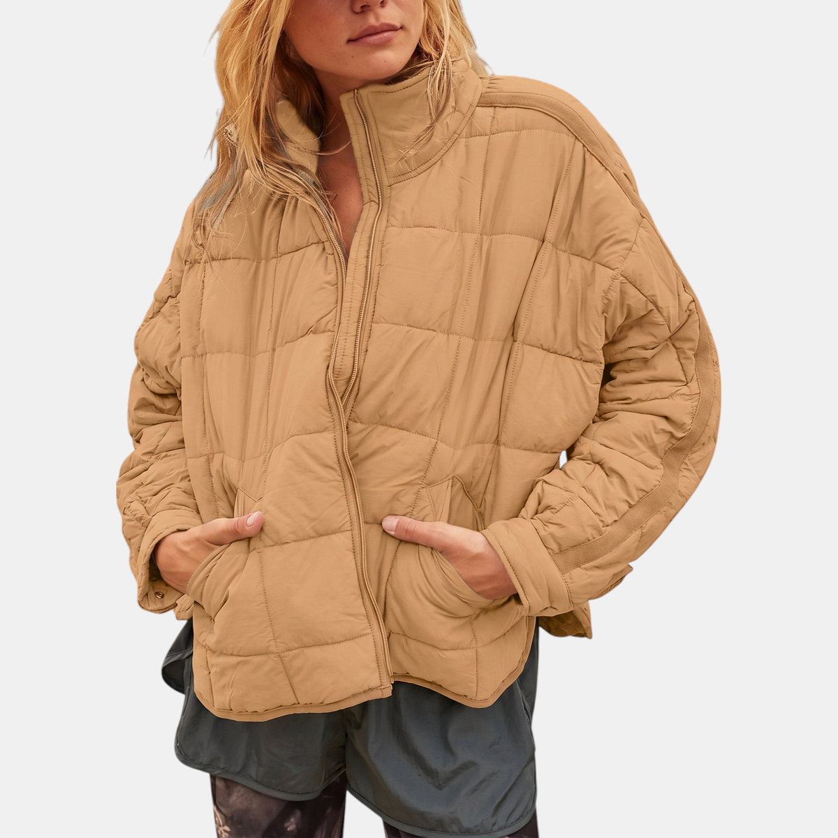 Women's Quilted Puffer Jacket Lightweight Zip Up Padded Coat