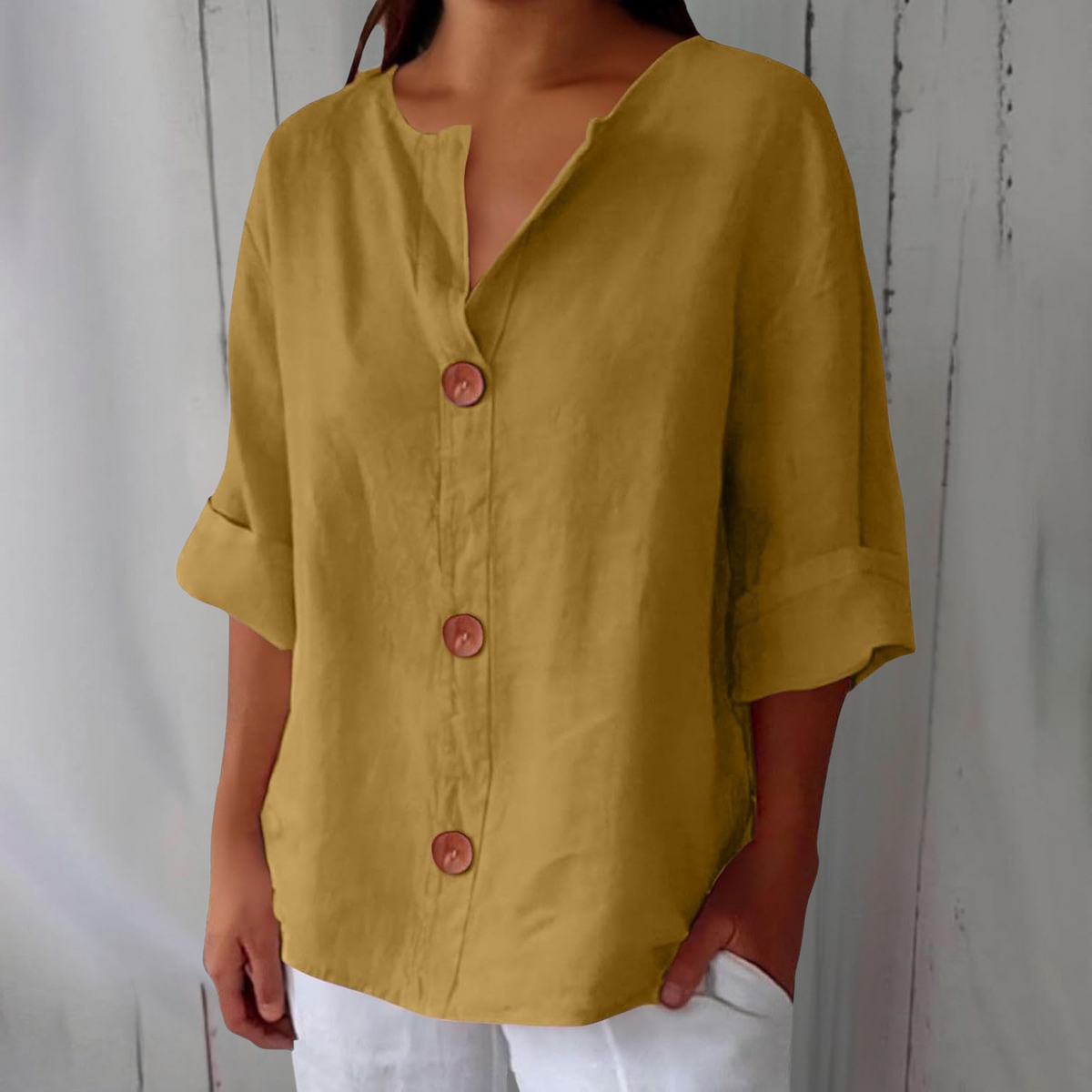 Nara – Relaxed Linen Blouse for Timeless Elegance