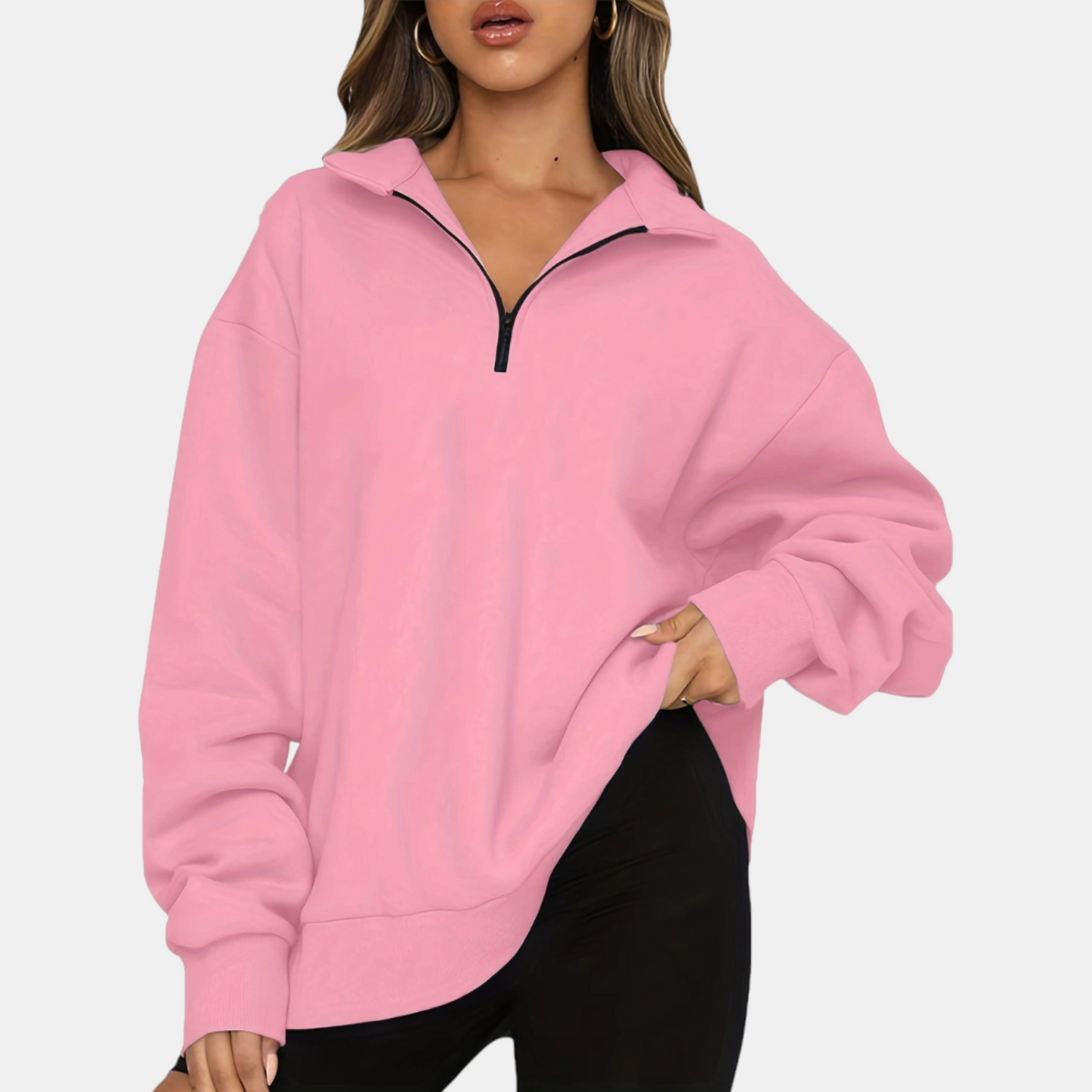Women's Half Zip Oversized Hoodie Pullover Sweatshirt