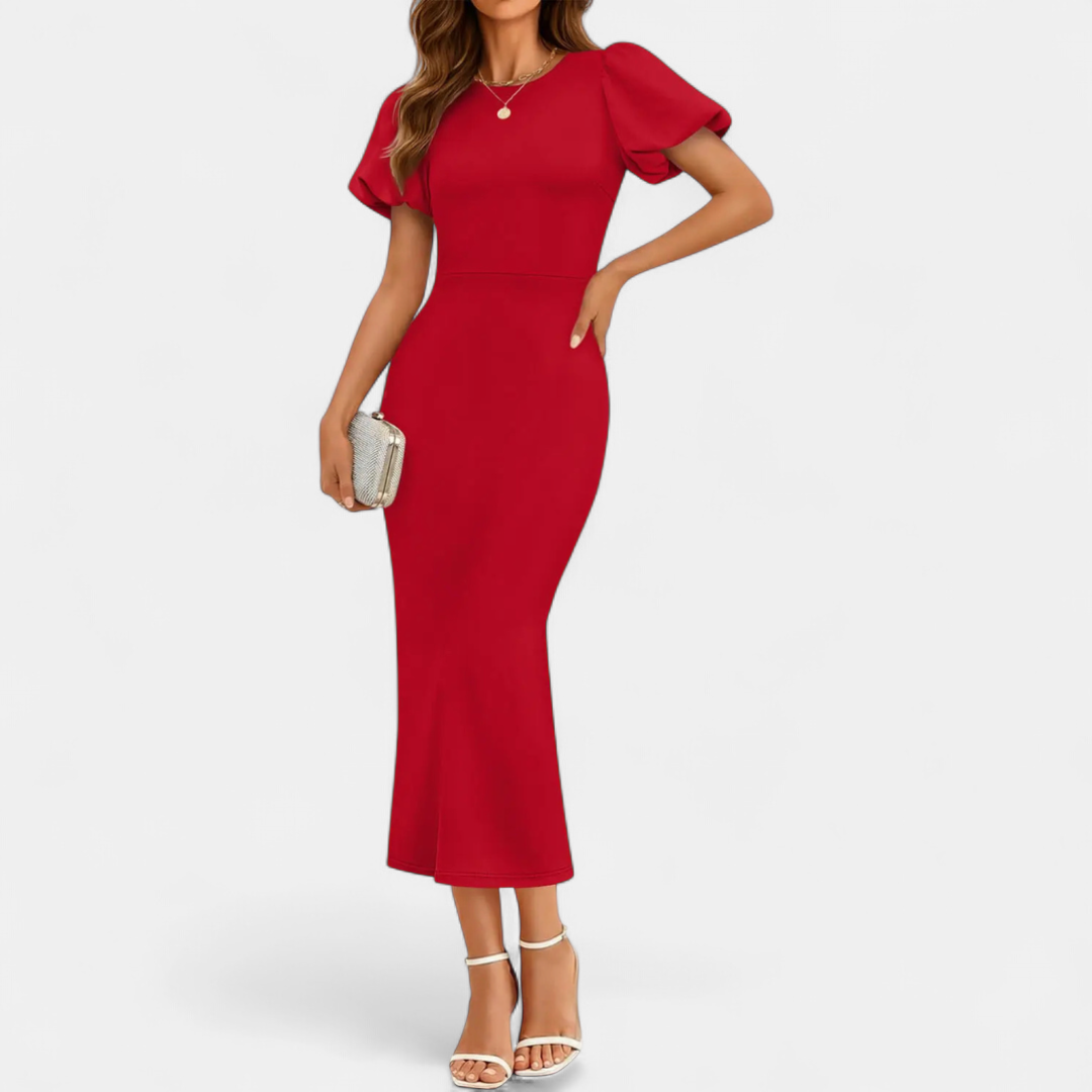 COSETTE™ – Puff Sleeve Bodycon Midi Dress