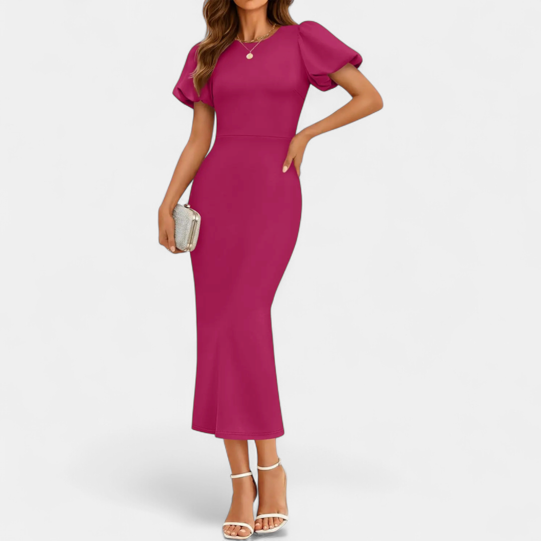 COSETTE™ – Puff Sleeve Bodycon Midi Dress