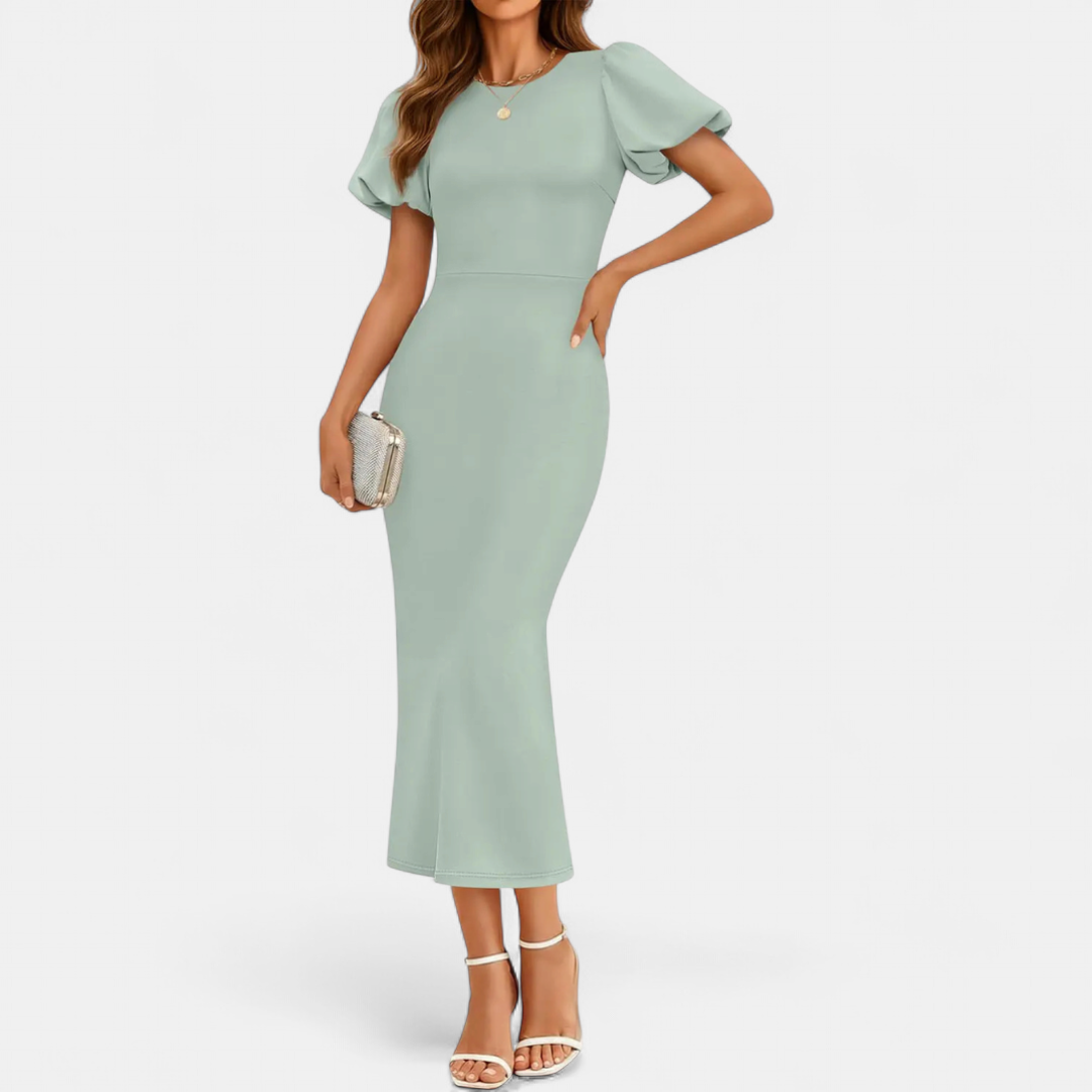 COSETTE™ – Puff Sleeve Bodycon Midi Dress