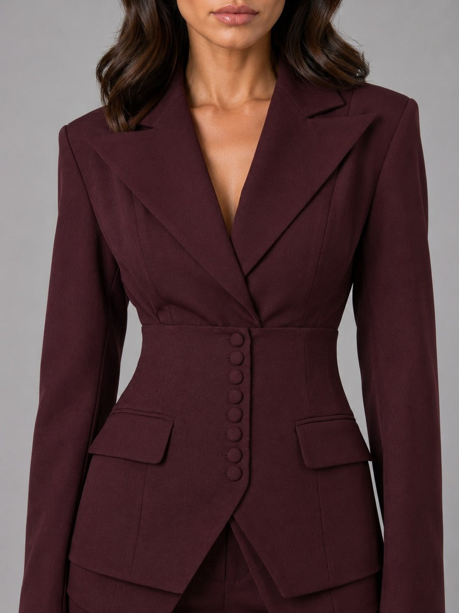 Sutton | Two-Piece Suit with Pointed-Waist Blazer and Palazzo Pants